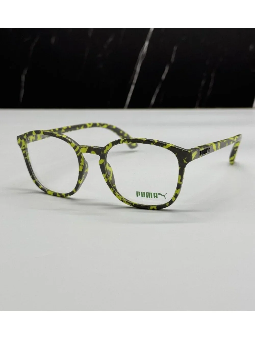 Puma PU0080O 004 Yellow Gray Round Kids Eyeglasses NEW